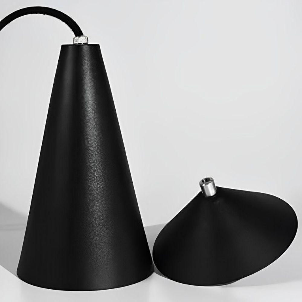 Pendente Luminária Lustre Teto Balcão Sala Cone Grande Preto Pendente Cone Preto