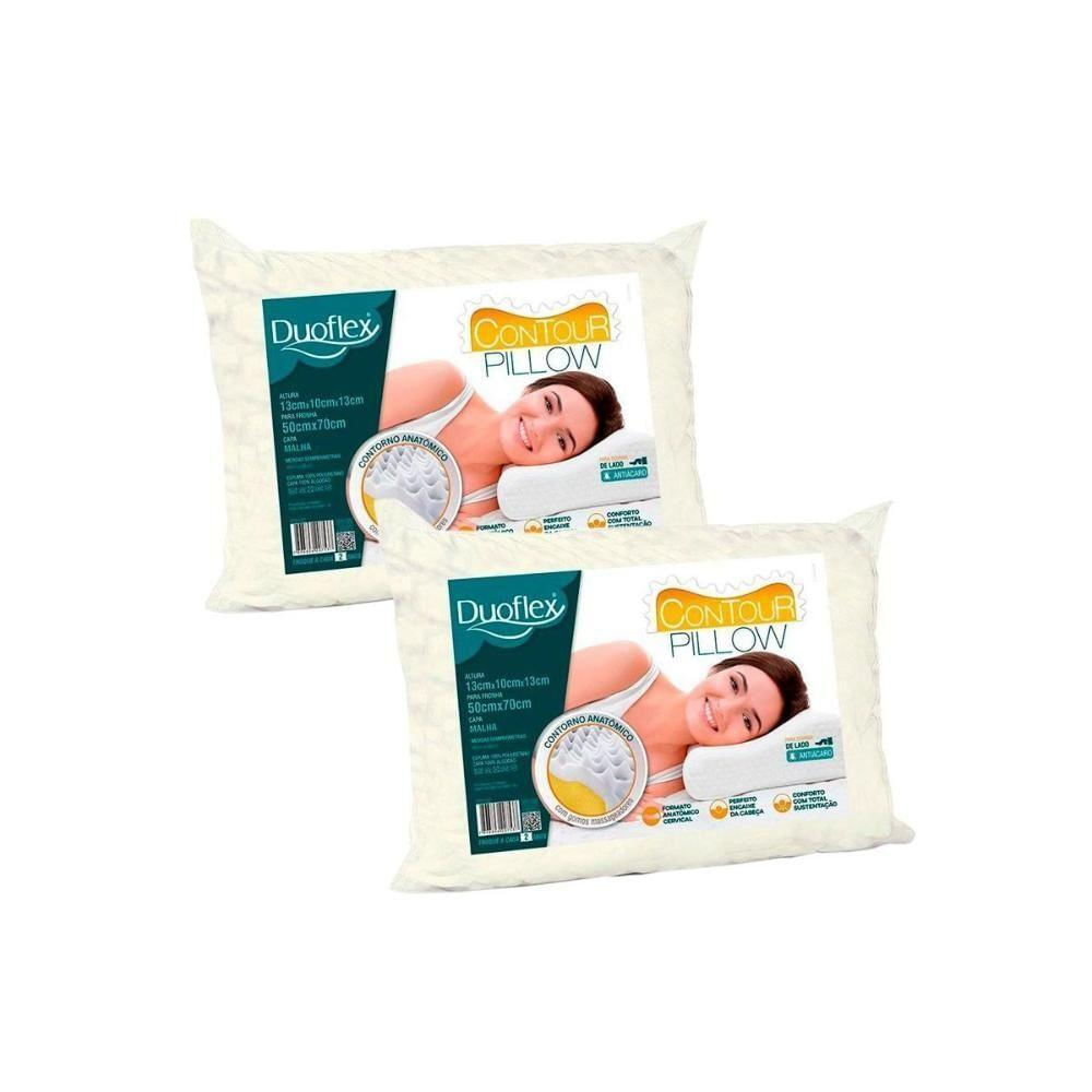 Travesseiro Espuma Aerada Contour Pillow Tp2102 C/ Capa De Algodão Kit C/ 2 Un (50x70) - Duo