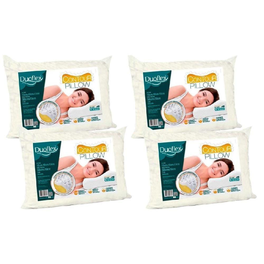 Travesseiro Espuma Aerada Contour Pillow Tp2102 C/ Capa De Algodão Kit C/ 4 Un (50x70) - Duo