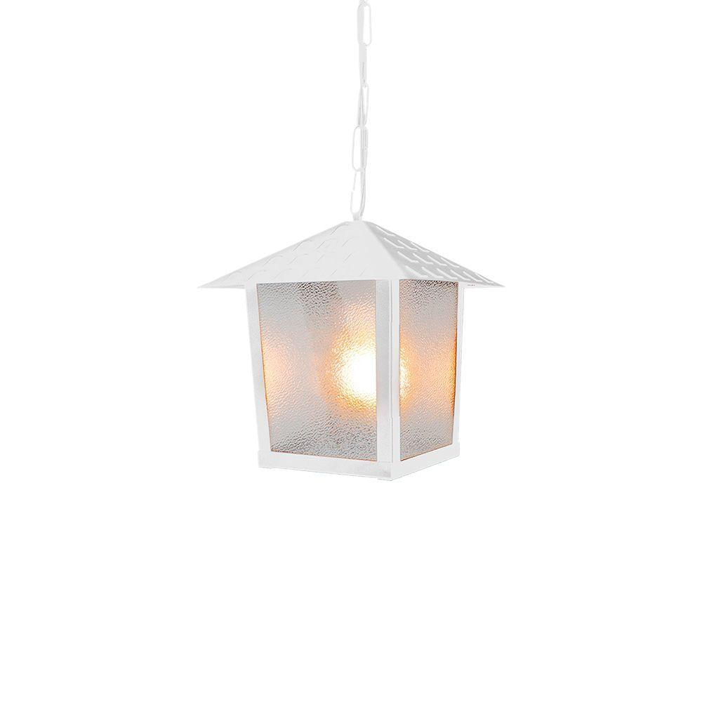 Lustre Pendente Blumenau Colonial Nina Quadrado Vidro Pontilhado E27 Bivolt Branco