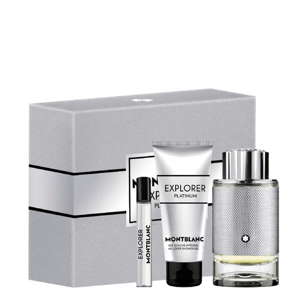 Kit Montblanc Explorer Platinum Masculino - Eau De Parfum 100ml + Eau De Parfum 7,5ml + Shower Gel 100ml