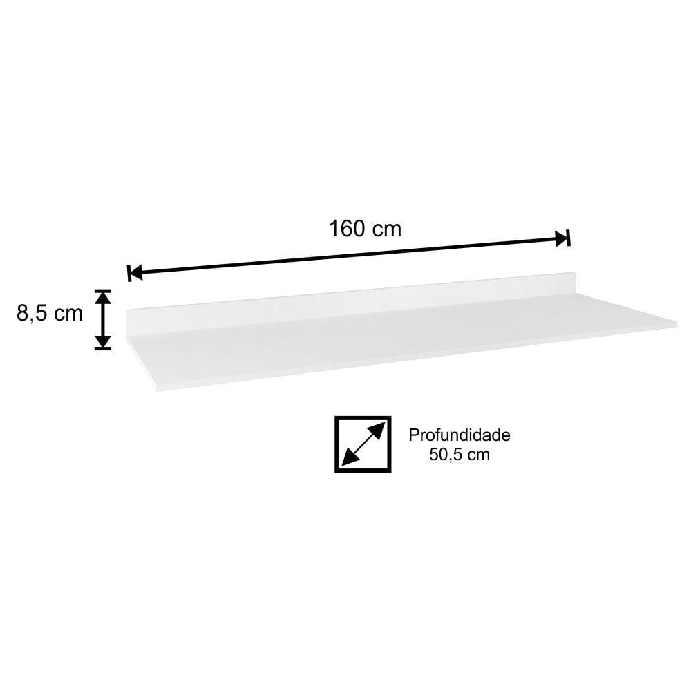 Tampo 160cm MDP para Balcão de Cozinha - Lumil Móveis Branco