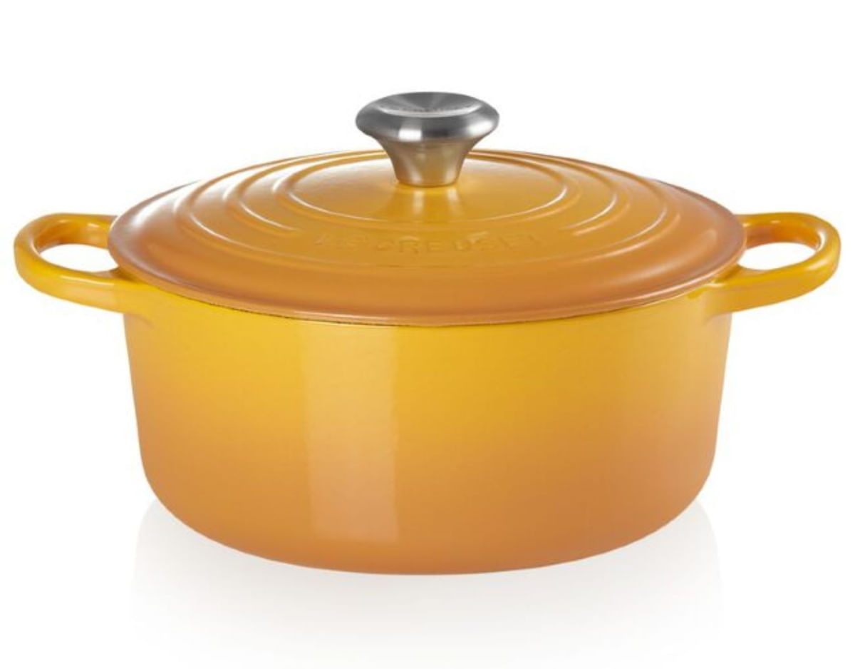 KIT LE CREUSET 4 PANELAS REDONDAS 20 22 24 E 26CM EM FERRO ESMALTADO AMARELO NECTAR