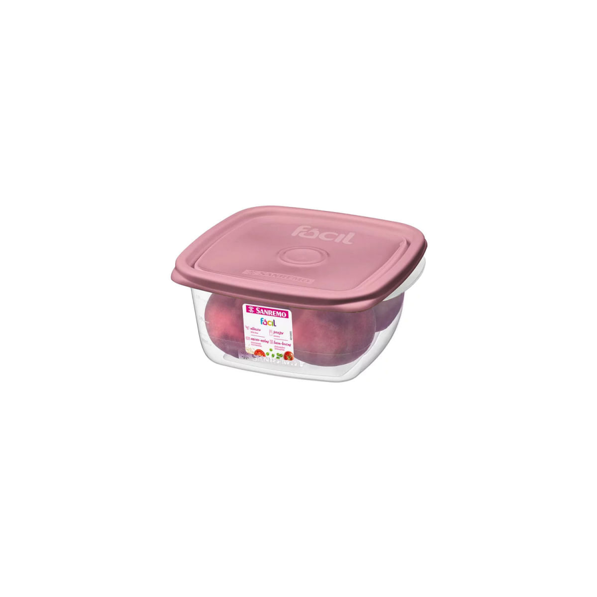 Pote Quadrado Fácil Rosa 1950ml - Sanremo