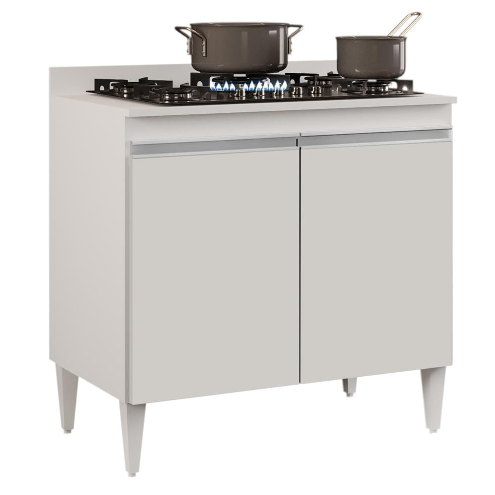 Balcão para Cooktop 80cm 2 Portas Flórida Branco - Lumil