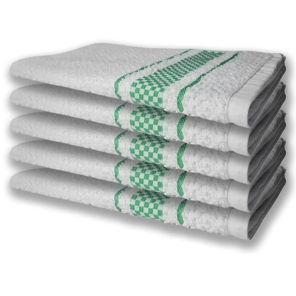 5 Panos de Prato Atoalhado Felpudo 370g/m² Premium Verde