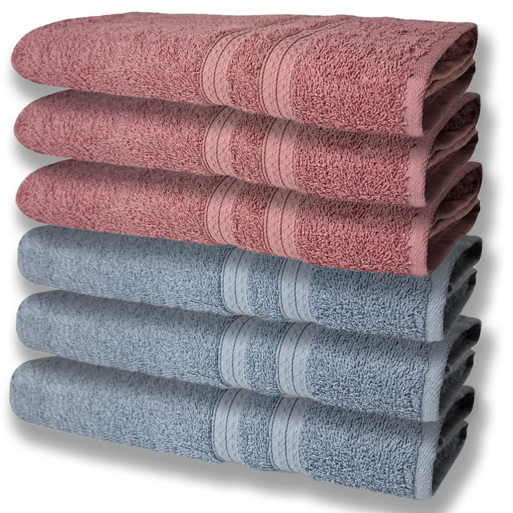 6 Toalhas Grande Super Felpudas e Grossa Algodão 80x150 Azul+Rosê