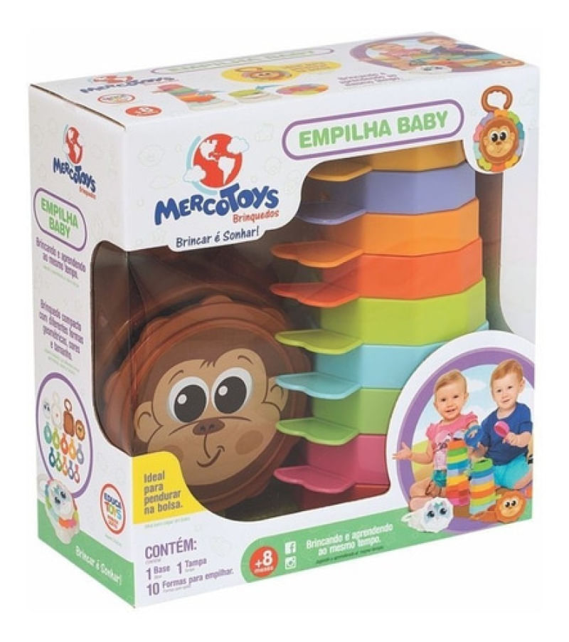 Brinquedo Educativo Didático Empilha Baby Macaco - Mercotoys