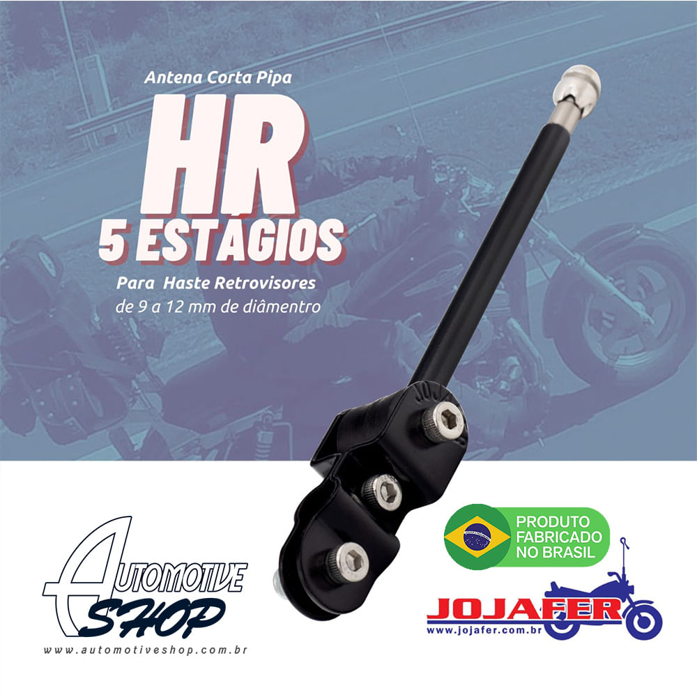 Antena Corta Pipa Moto Retrátil Retrovisor Inox 9/12 Pt HRP5