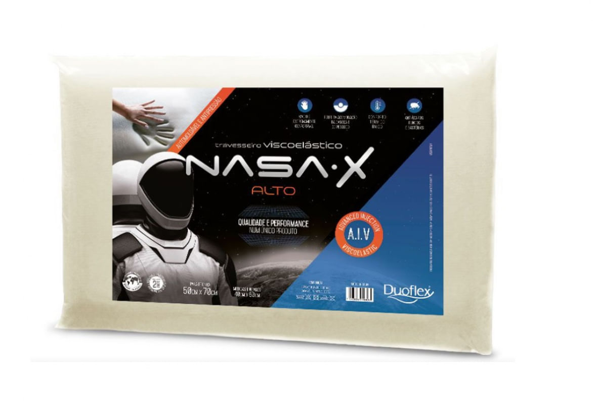 Kit 2 Travesseiros Nasa X Alto 50cm x 70m Duoflex