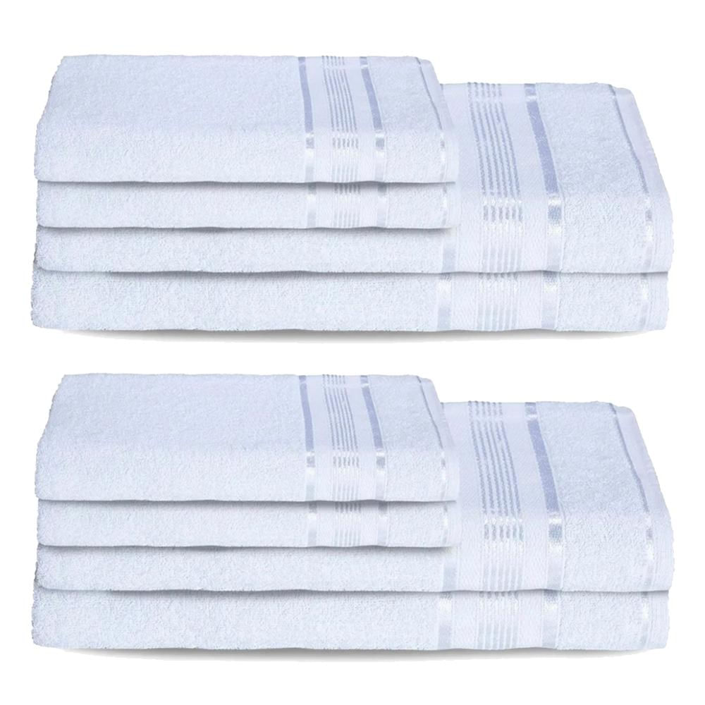 8 Toalhas super Grossas e Gigante Egito 4 Banhos 4 Rosto Branco