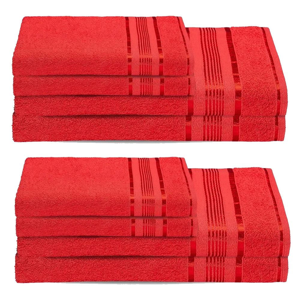 8 Toalhas super Grossas e Gigante Egito 4 Banhos 4 Rosto Vermelho