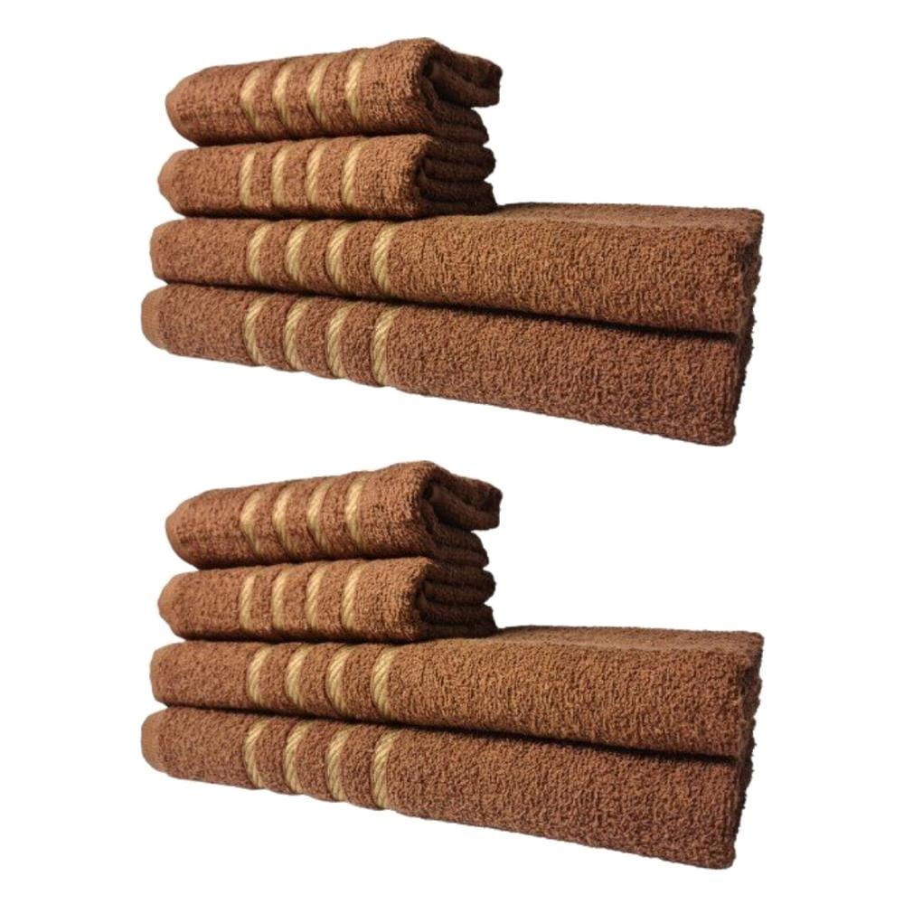 Kit 8 Toalhas Grossas e Grandes Dubai 4 Banhos 4 Rostos Marrom