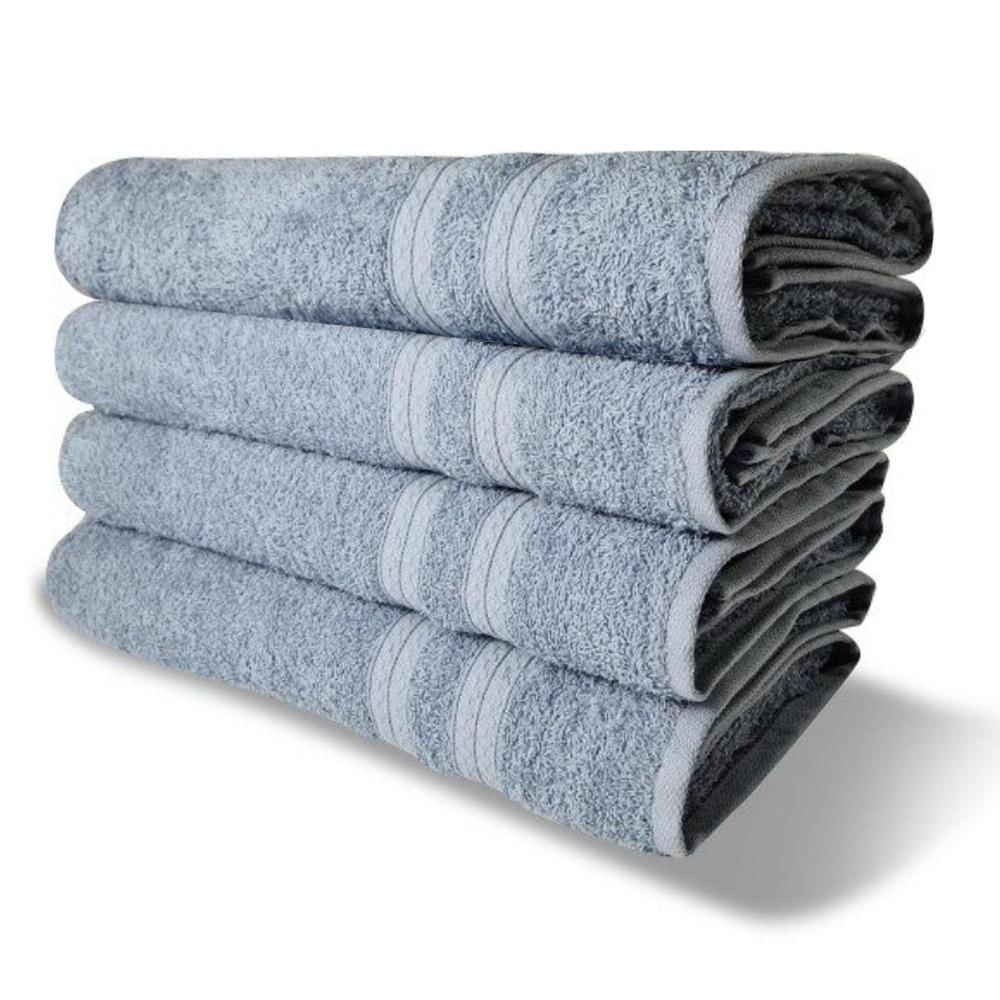 Kit com 4 Toalhas de Banho 430g/m² Grande Grossa 80x150cm Lisboa Azul Claro