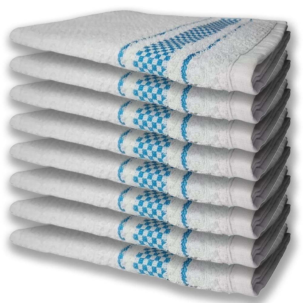 8 Panos de Prato Atoalhado Felpudo 370g/m² Premium Azul