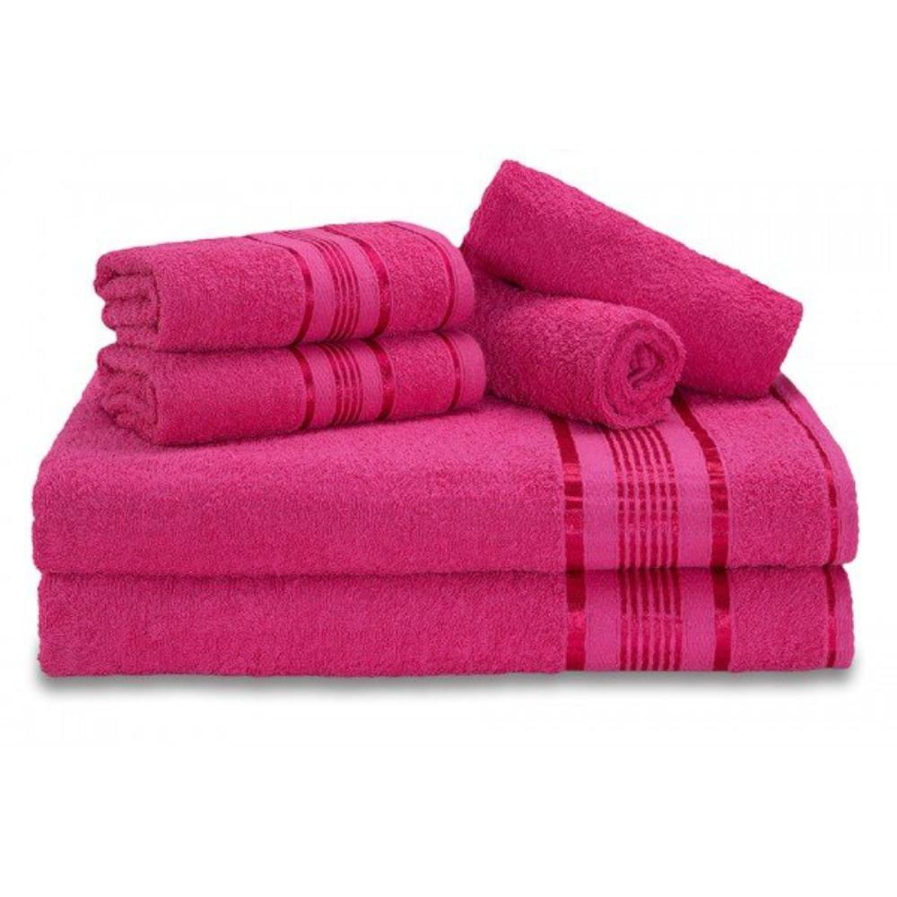 Jogo de Toalhas Egito 2 Banhos 2 Rostos e 2 Pisos 380g/m² 100% Algodão Rosa