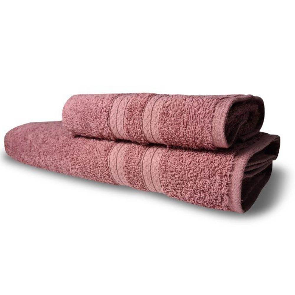 Kit 2 Toalhas Lisboa 1 Banho 1 Rosto Grossa 100% Algodão 430g/m² Rosê