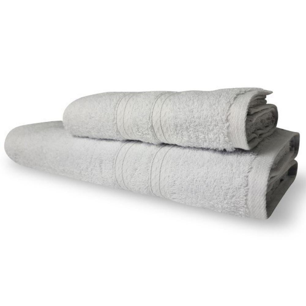 Kit 2 Toalhas Lisboa 1 Banho 1 Rosto Grossa 100% Algodão 430g/m² Branca