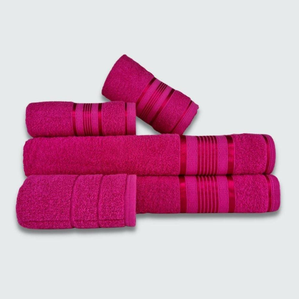 Jogo de Toalha Banho Gigante 5 Peças Egito 100% Algodão Rosa