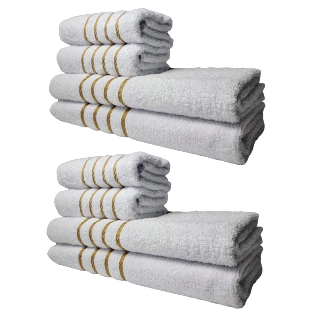 Kit 8 Toalhas Grossas e Grandes Dubai 4 Banhos 4 Rostos Branco