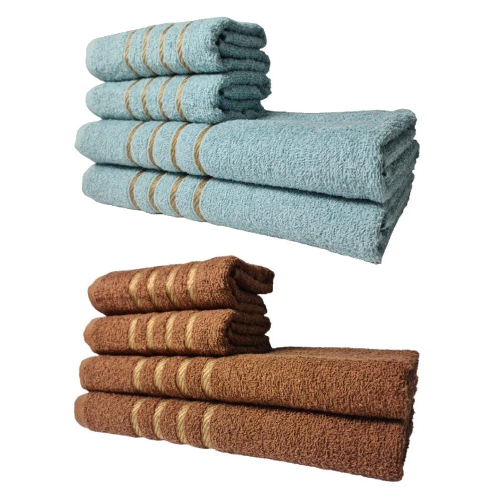 Kit 8 Toalhas Grandes Dubai 4 Banhos 4 Rostos Verde+Marrom