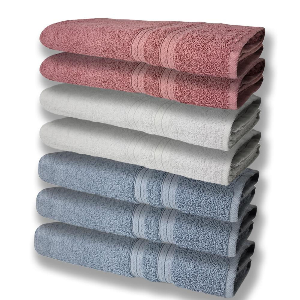 7 Toalhas Grande Super Felpudas e Grossa 80x150 4 Azul 2 Branco 2 Rosê