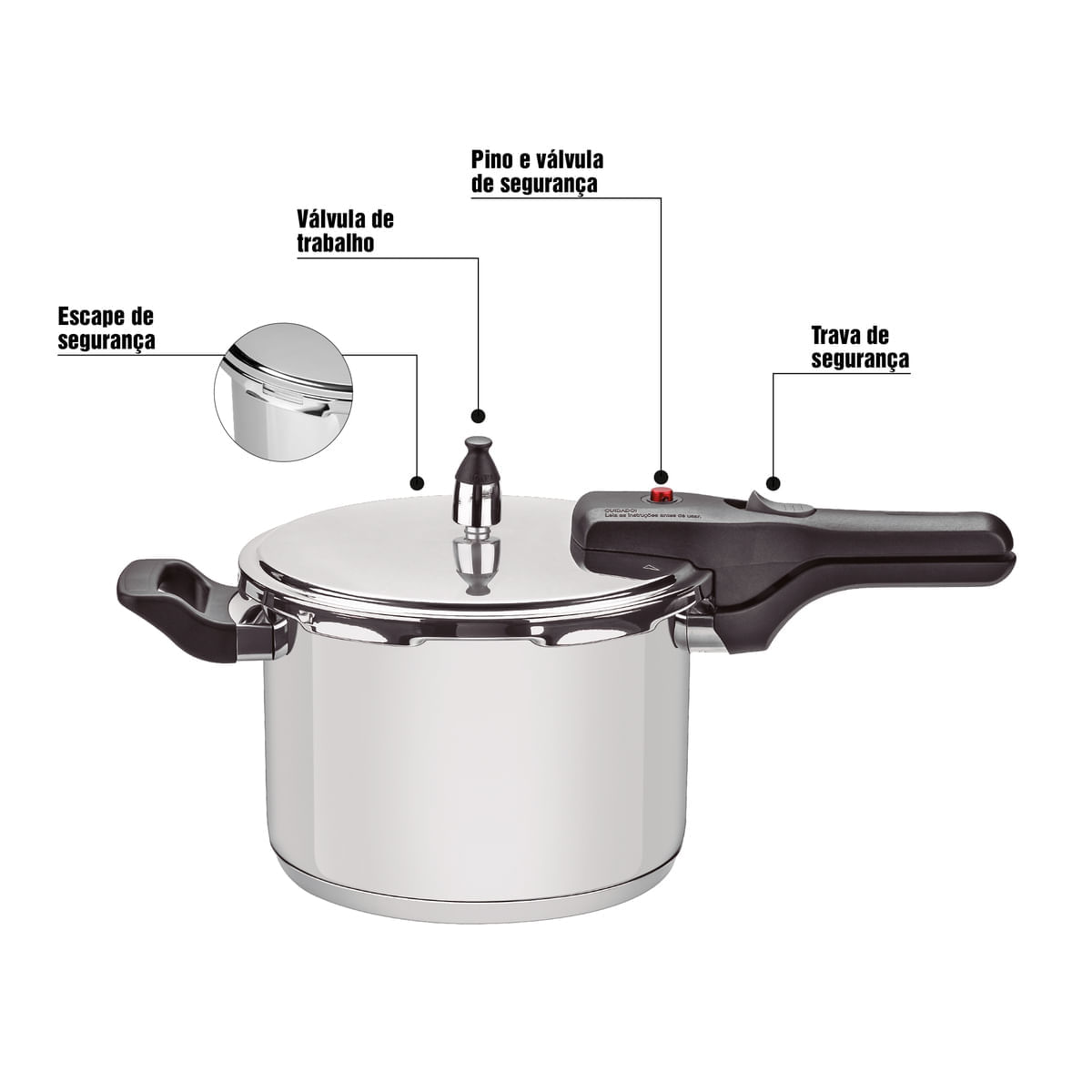 Panela de Pressão Tramontina Brava em Aço Inox com Fundo Triplo 20 cm 4,5 L