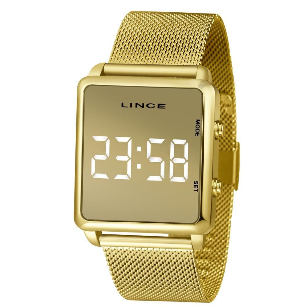 Relógio Lince Feminino Ref: Mdg4619l Bxkx Digital LED Dourado