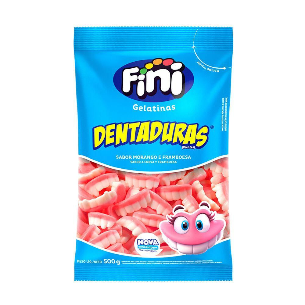 Balas Fini Dentaduras Morango e Franboesa Pacotão de 1,5 KG