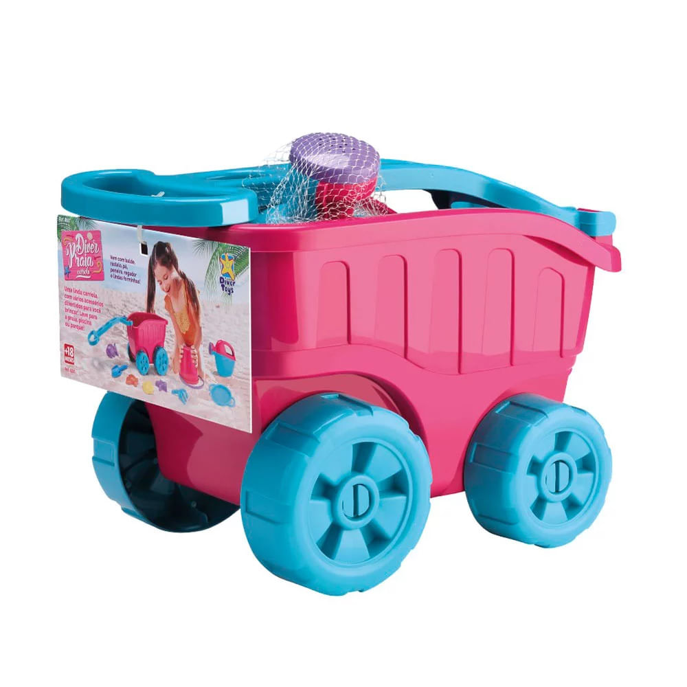 Carro de Praia Divertoys Diver Praia Carriola com Acessórios