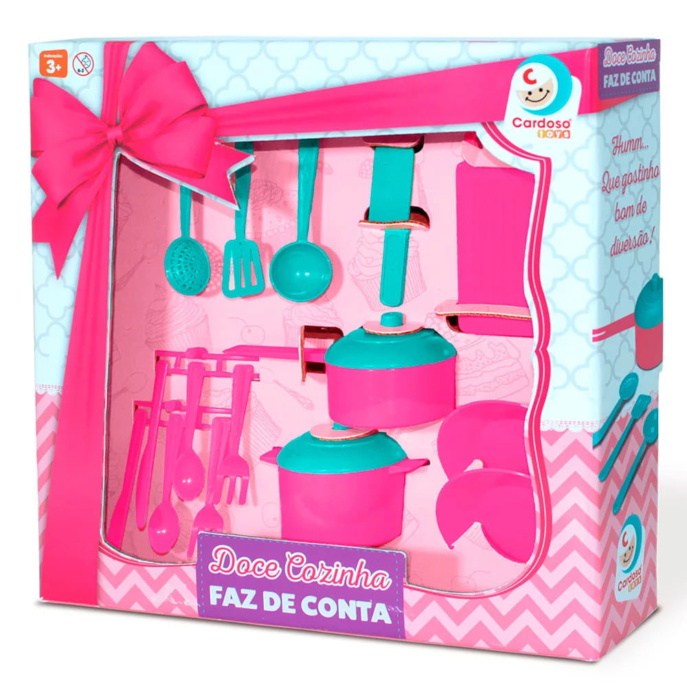 Brinquedo Doce Cozinha Faz de Conta Cardoso com Acessórios