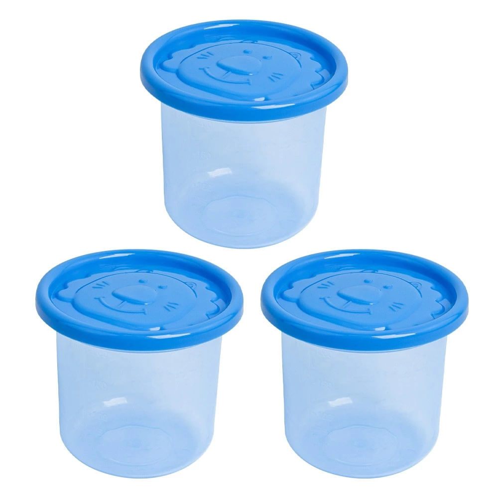 Conjunto de Potes Container Pequeno LP House Colors Linha Dindo Azul 3 Unidades 200ml