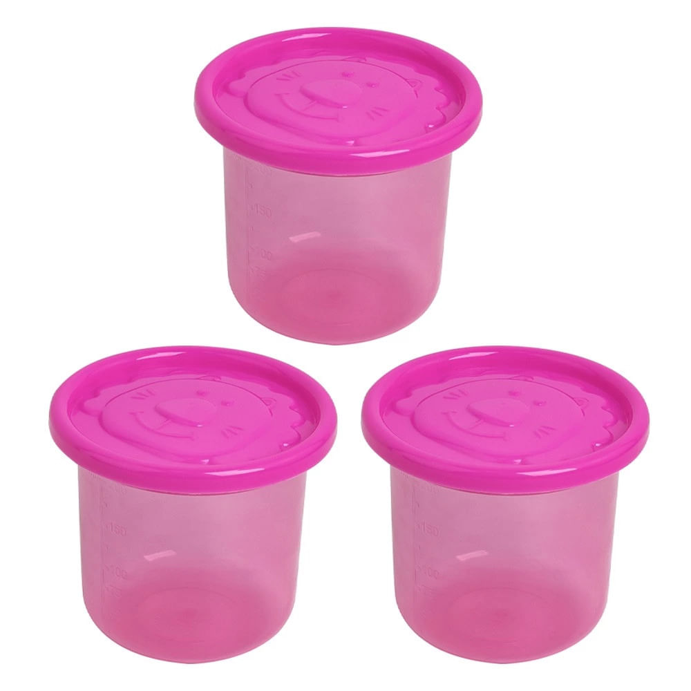 Conjunto de Potes Container Pequeno LP House Colors Linha Dindo Rosa 3 Unidades 200ml