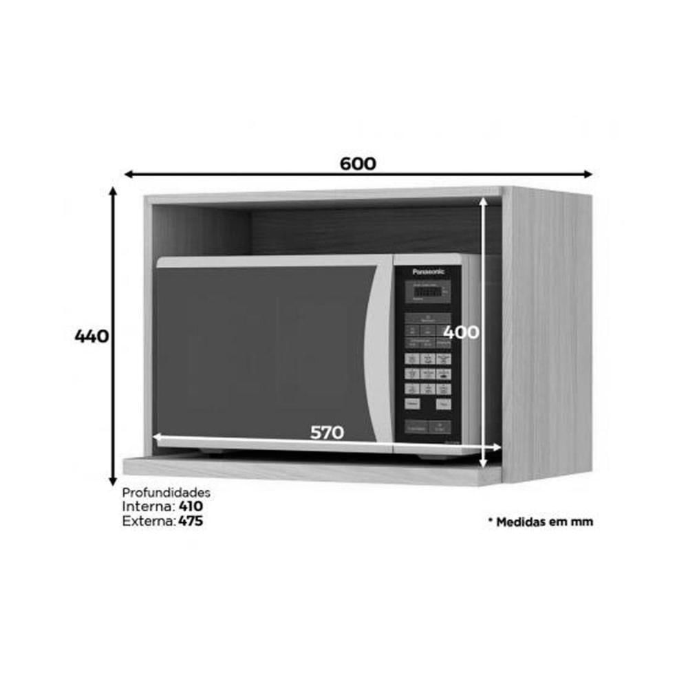 Nicho De Cozinha Modulado Connect P- Microondas 60cm Off White - Henn