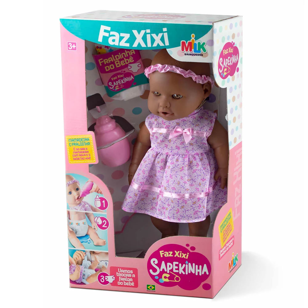 Boneca Milk Sapekinha Faz Xixi Negra