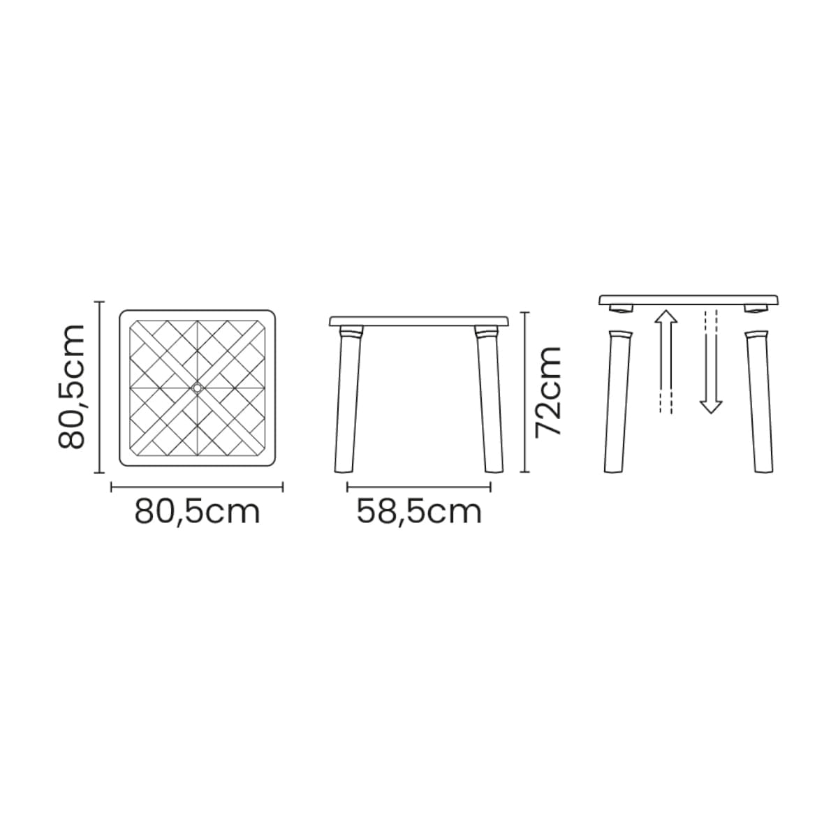 Mesa Tramontina Sancho 80 x 80 cm em Polipropileno Amarelo Summa