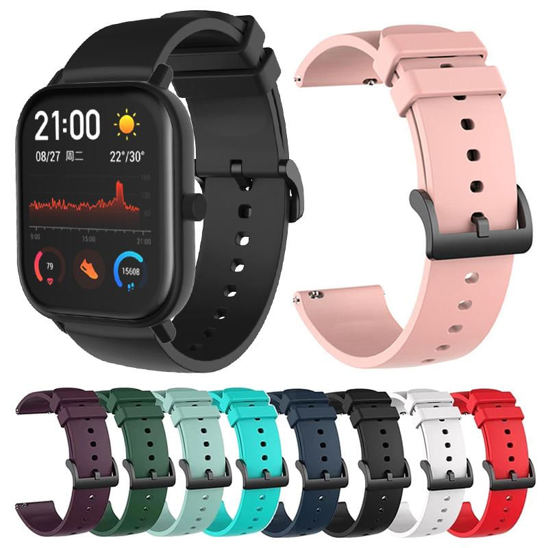 Pulseira de Silicone de 20mm para Huami Amazfit GTS 4/2 Mini GTS 3 GTR 42mm