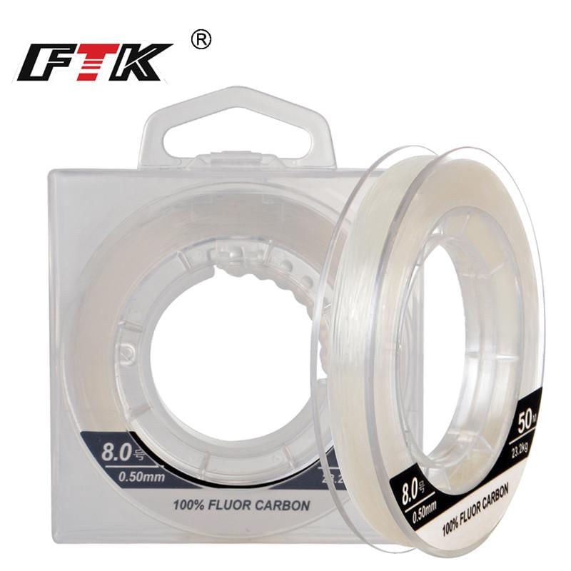 Linha de Pesca Fluorocarbono FTK 50M/100M 100% Carbono