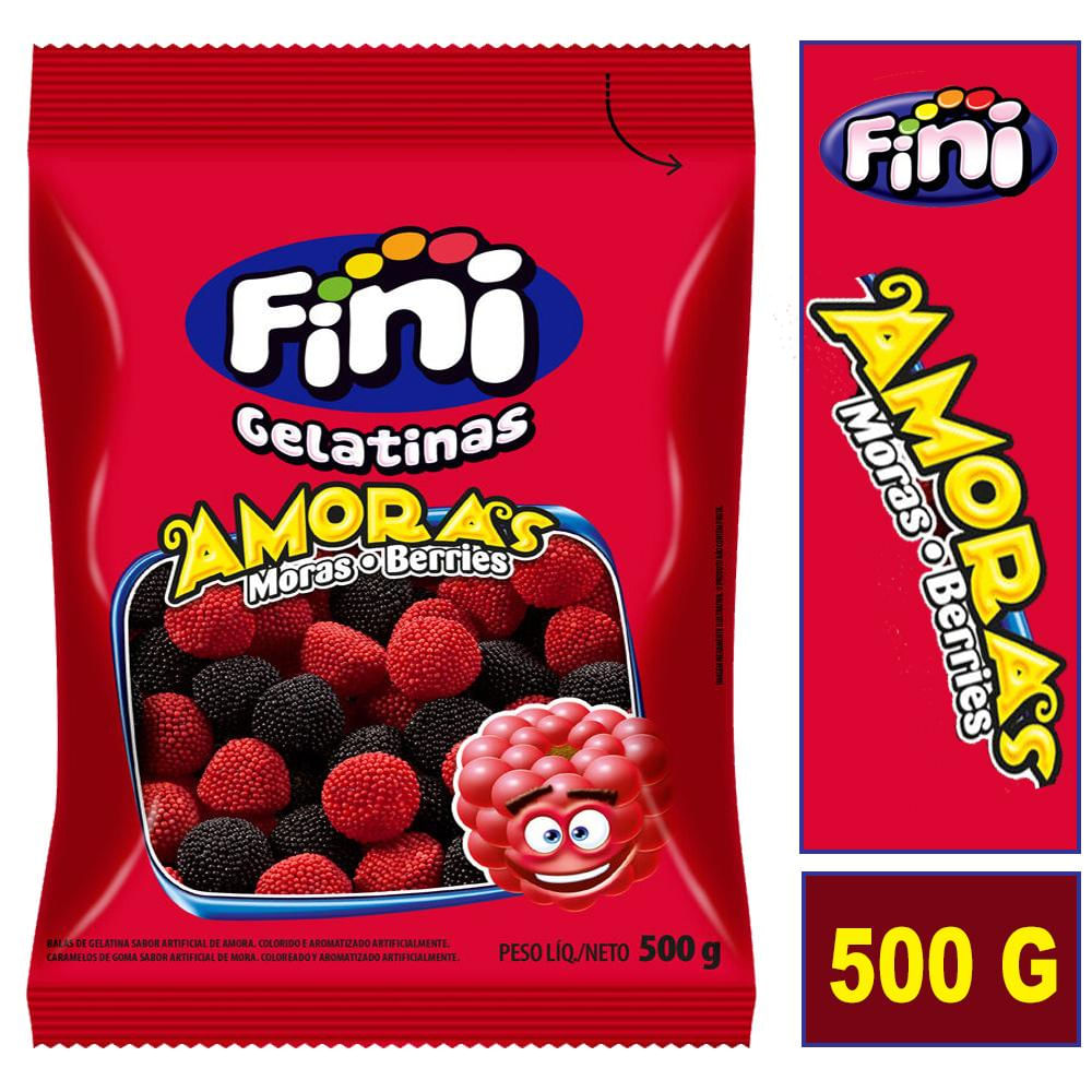 Balas Fini Amoras Moras e Berries Gelatinas Pacotão de 500g