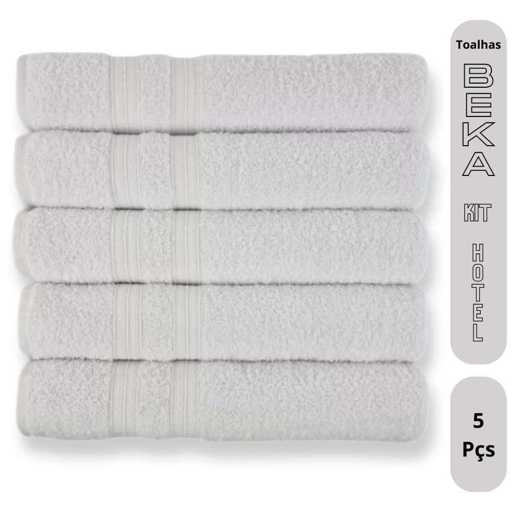 Kit Hotel 5 Toalhas Super Grossa e Felpuda 80x150cm Branco Beka