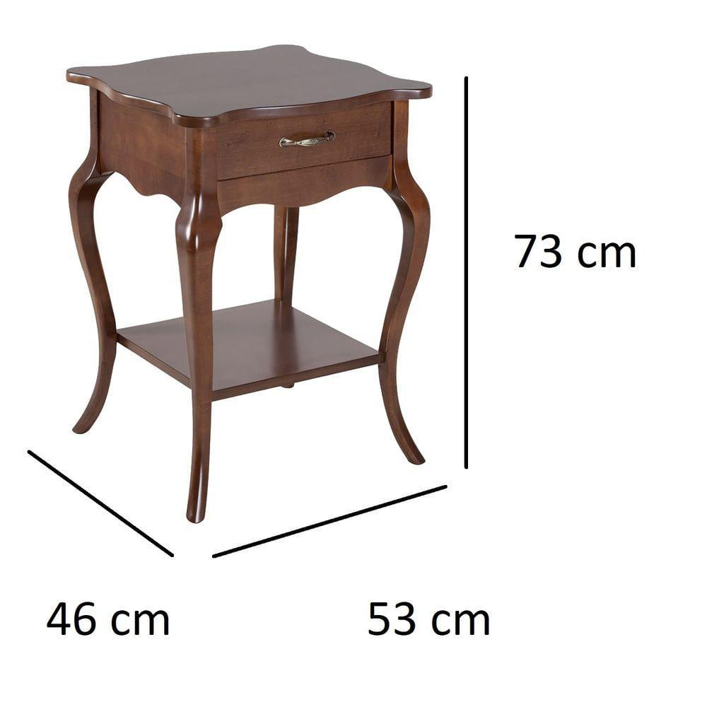 Mesa De Cabeceira Clássica 1 Gaveta E 1 Prateleira Verniz Imbuia