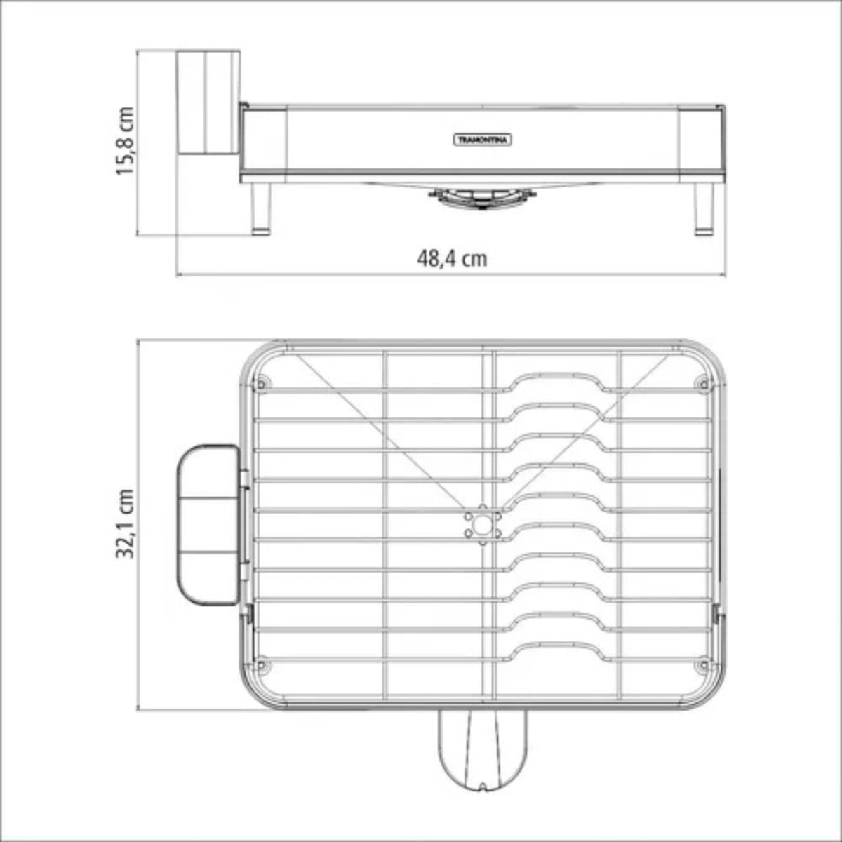 Escorredor de Louça Tramontina Inox c/ Porta Talher Removível Grafite