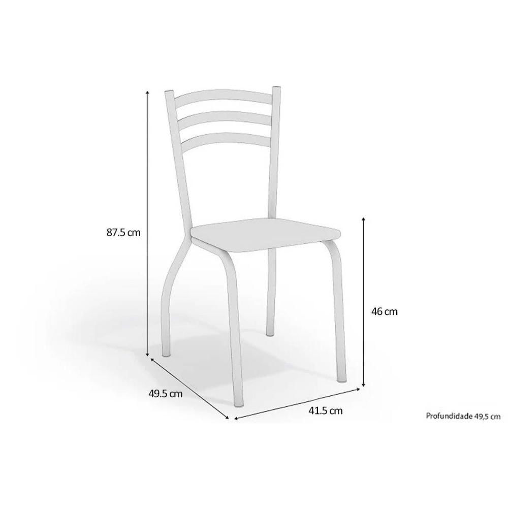 Sala De Jantar Completa Loire Com Tampo De Madeira 160cm + 6 Cadeiras Portugal Cromada-branco 106 - Kappesberg