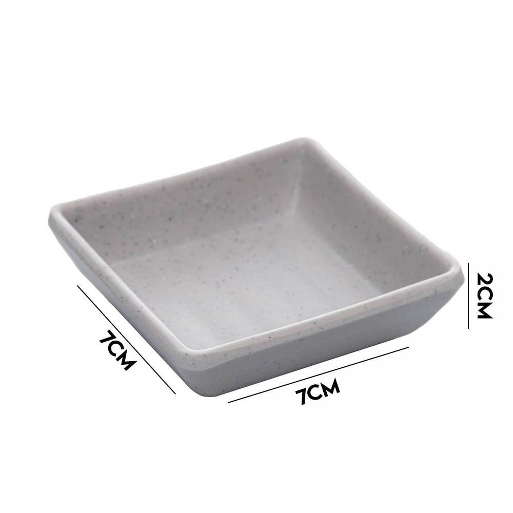 Mini Bowl Porta Shoyu Melamina Quadrado Tóquio Sushi Granilite Lyor 7cm