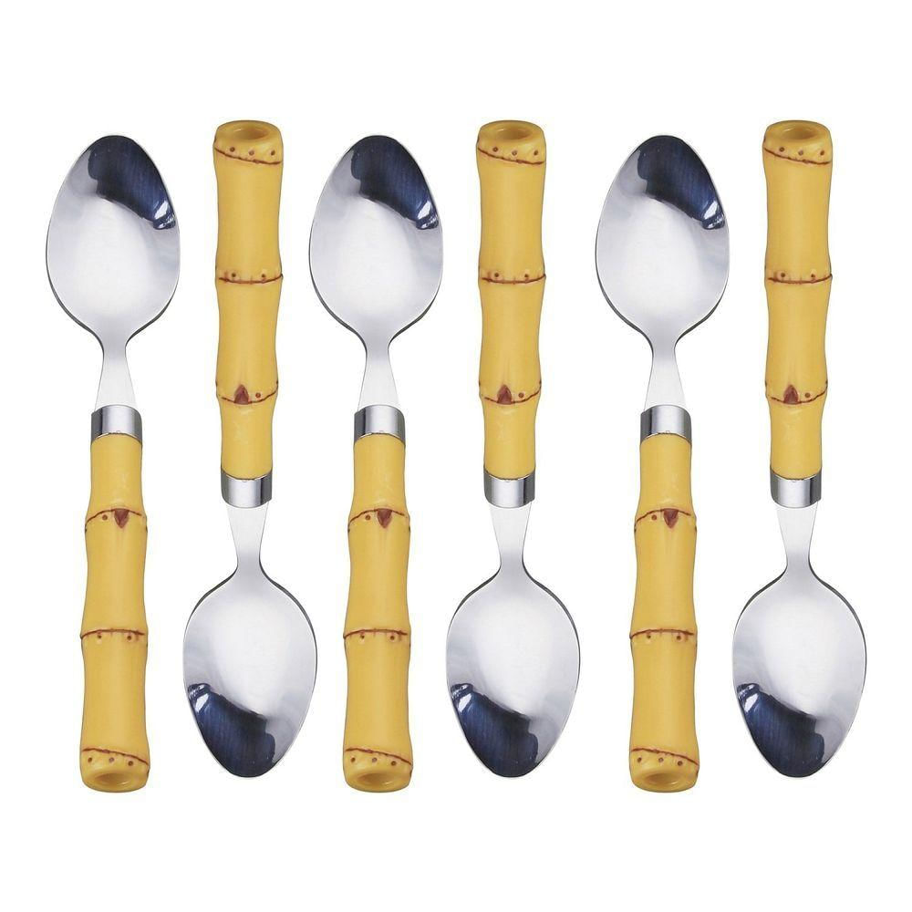 Conjunto 6 Colheres Para Chá De Aço Inox Com Cabo De Plástico Bambu 17cm 7388 - Lyor