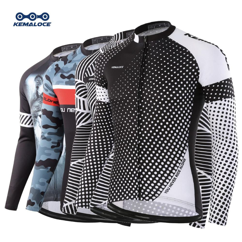 Camiseta de Ciclismo Masculina KEMALOCE 100% Poliéster Secagem Rápida