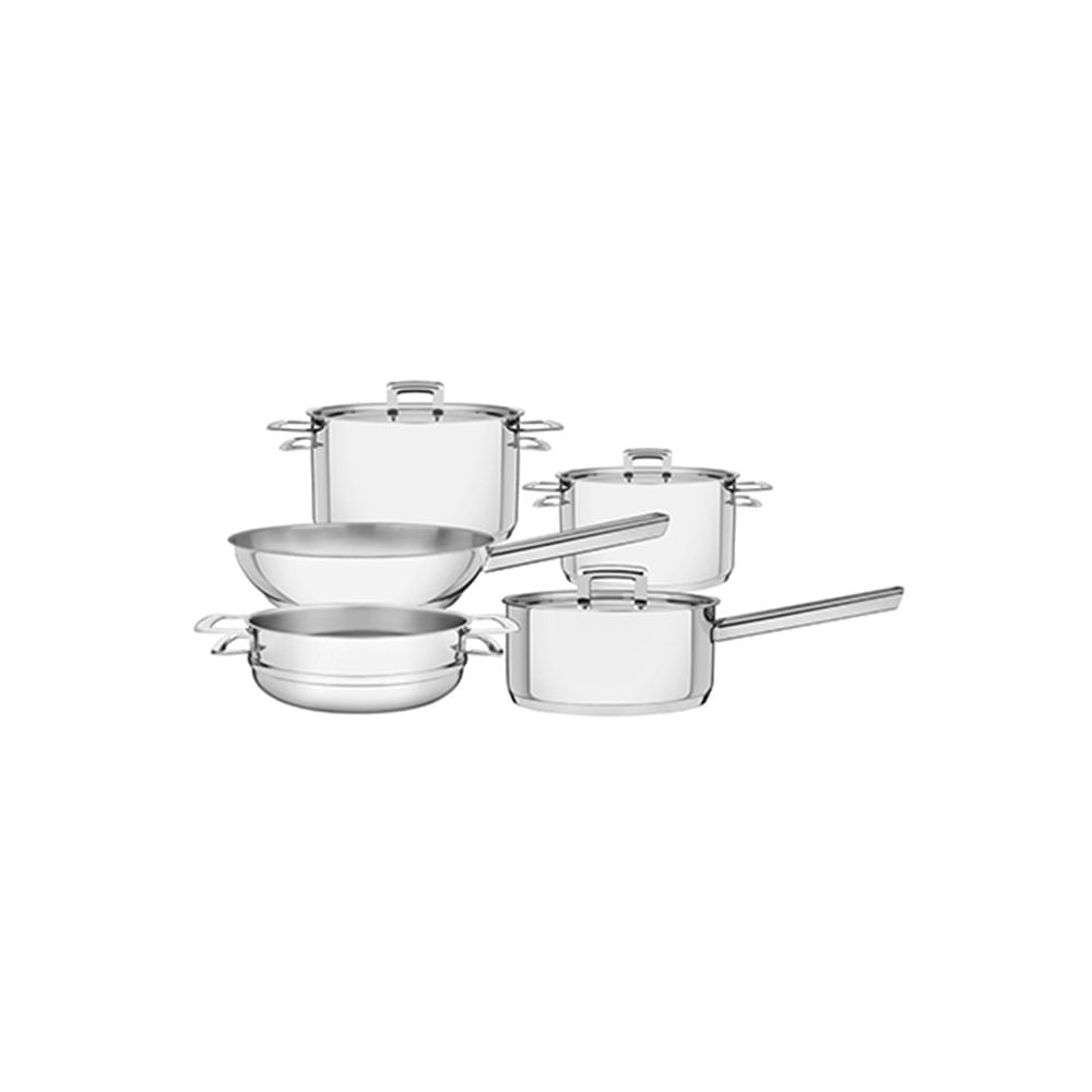 Conjunto de Panelas Aço Inox Brava c/ Fundo Triplo 5pçs - Tramontina