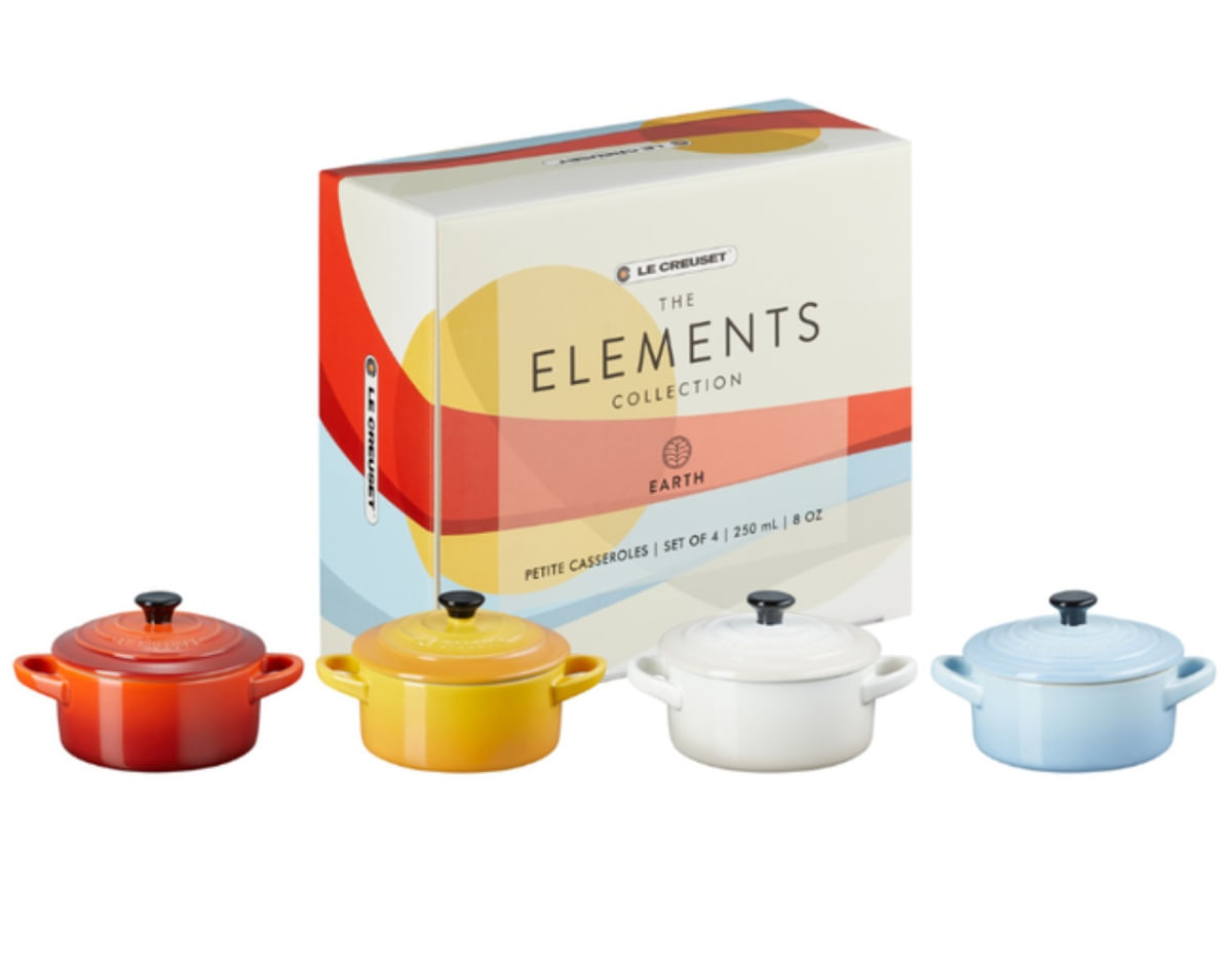 SET LE CREUSET 4 MINI COCOTTES 250ML 10CM EM CERÂMICA ELEMENTS 89212108159130