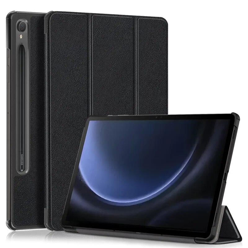 Capa de Couro Inteligente para Samsung Galaxy Tab S9 FE 10.9 Polegadas tab s9 plus / preto