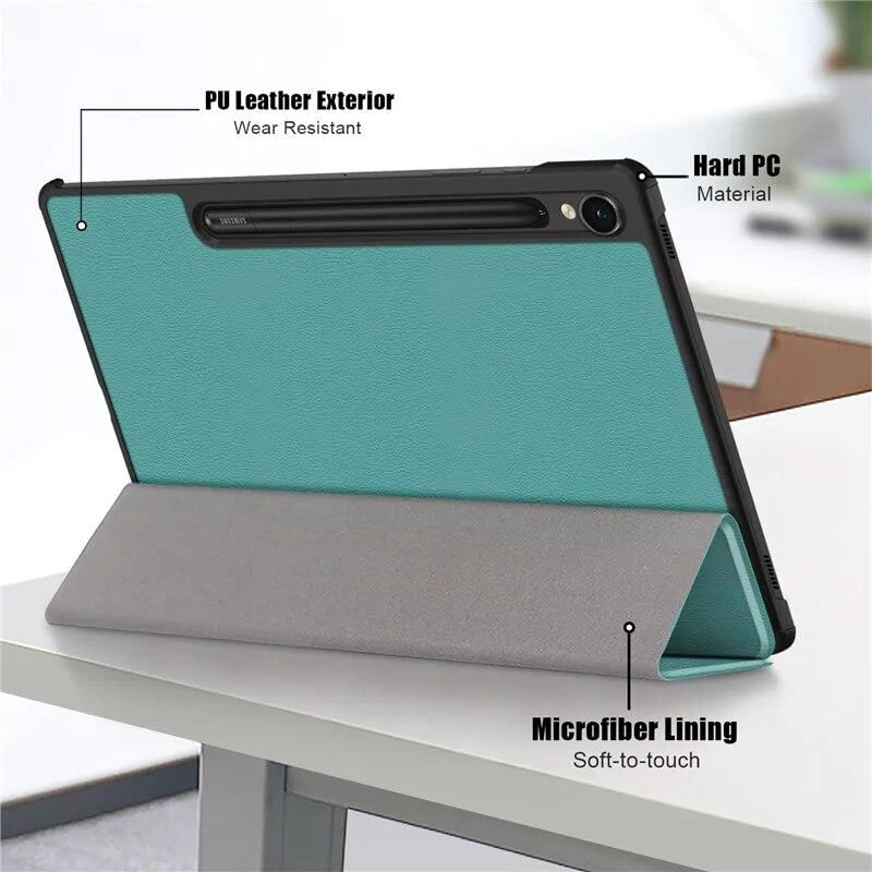 Capa de Couro Inteligente para Samsung Galaxy Tab S9 FE 10.9 Polegadas tab s9 plus / preto